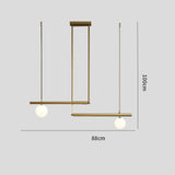 Minimalist Copper Linear Globe Pendant Light with Glass Shades for Kitchen Island and Dining Room