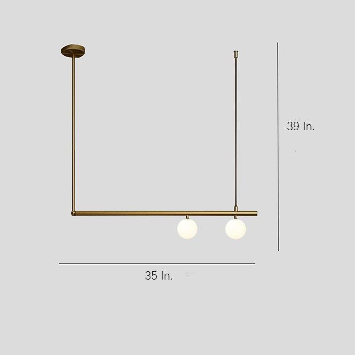 Minimalist Copper Linear Globe Pendant Light with Glass Shades for Kitchen Island and Dining Room