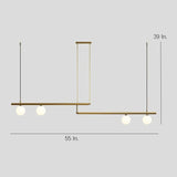 Minimalist Copper Linear Globe Pendant Light with Glass Shades for Kitchen Island and Dining Room
