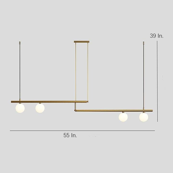Minimalist Copper Linear Globe Pendant Light with Glass Shades for Kitchen Island and Dining Room