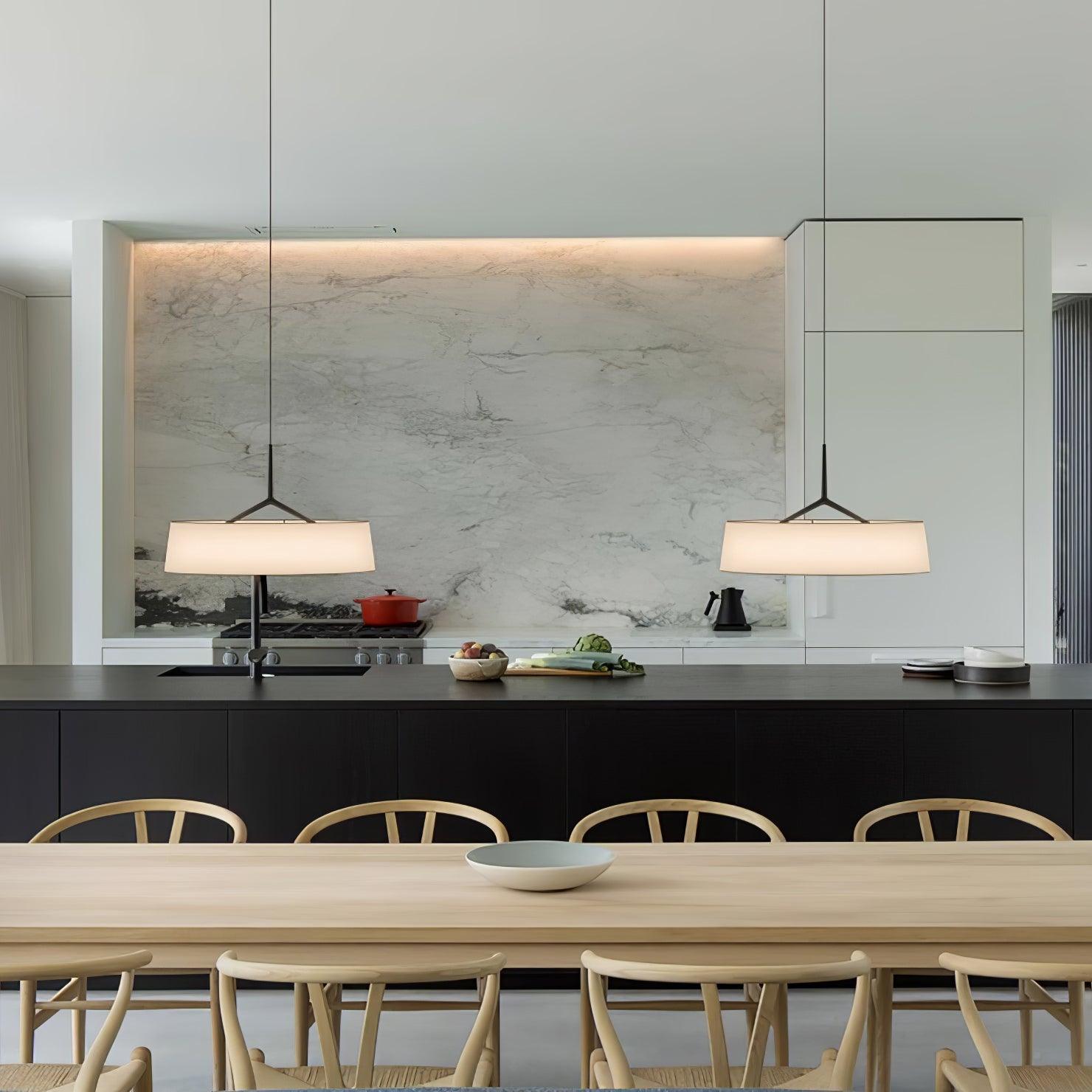 Minimalist Dama Pendant Lamp with Parchment Shade and Integrated LED Lighting
