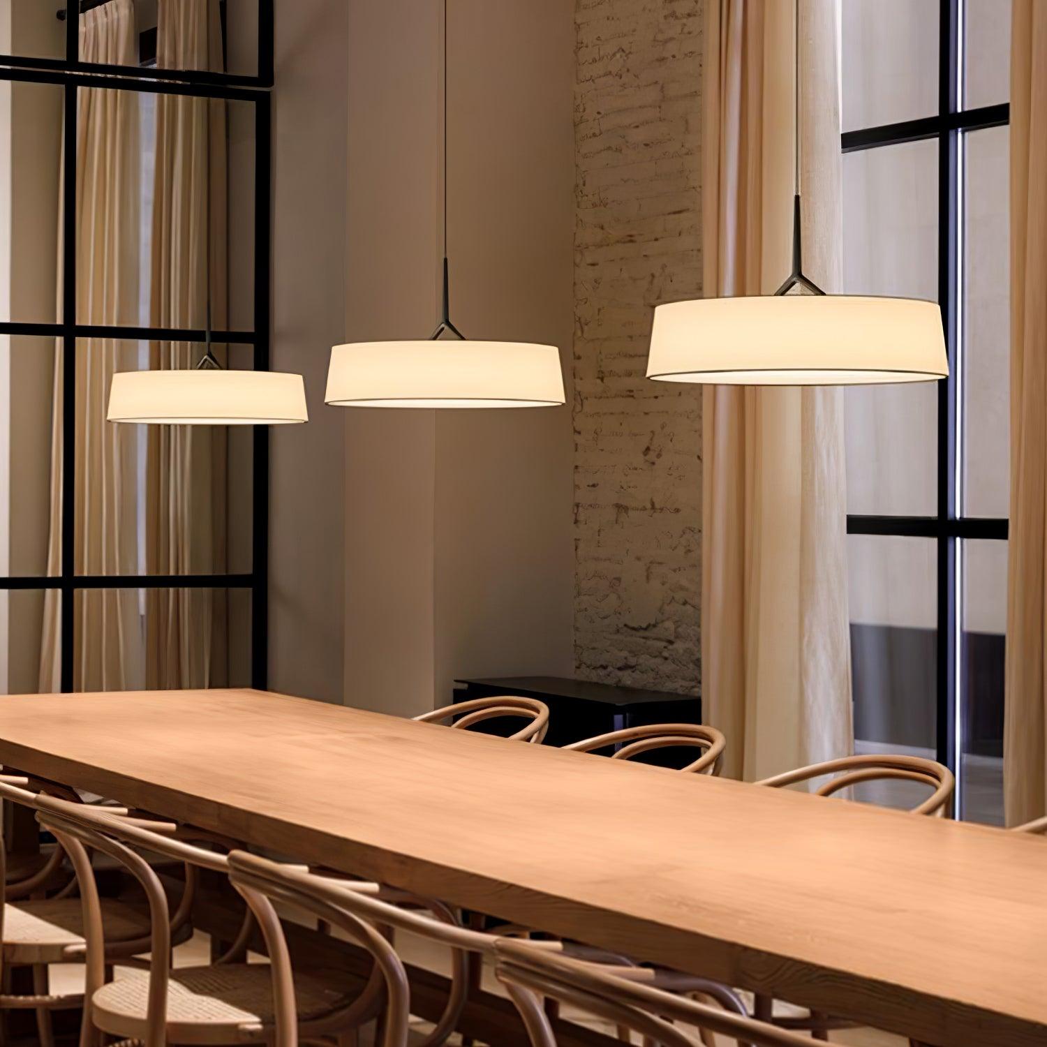 Minimalist Dama Pendant Lamp with Parchment Shade and Integrated LED Lighting