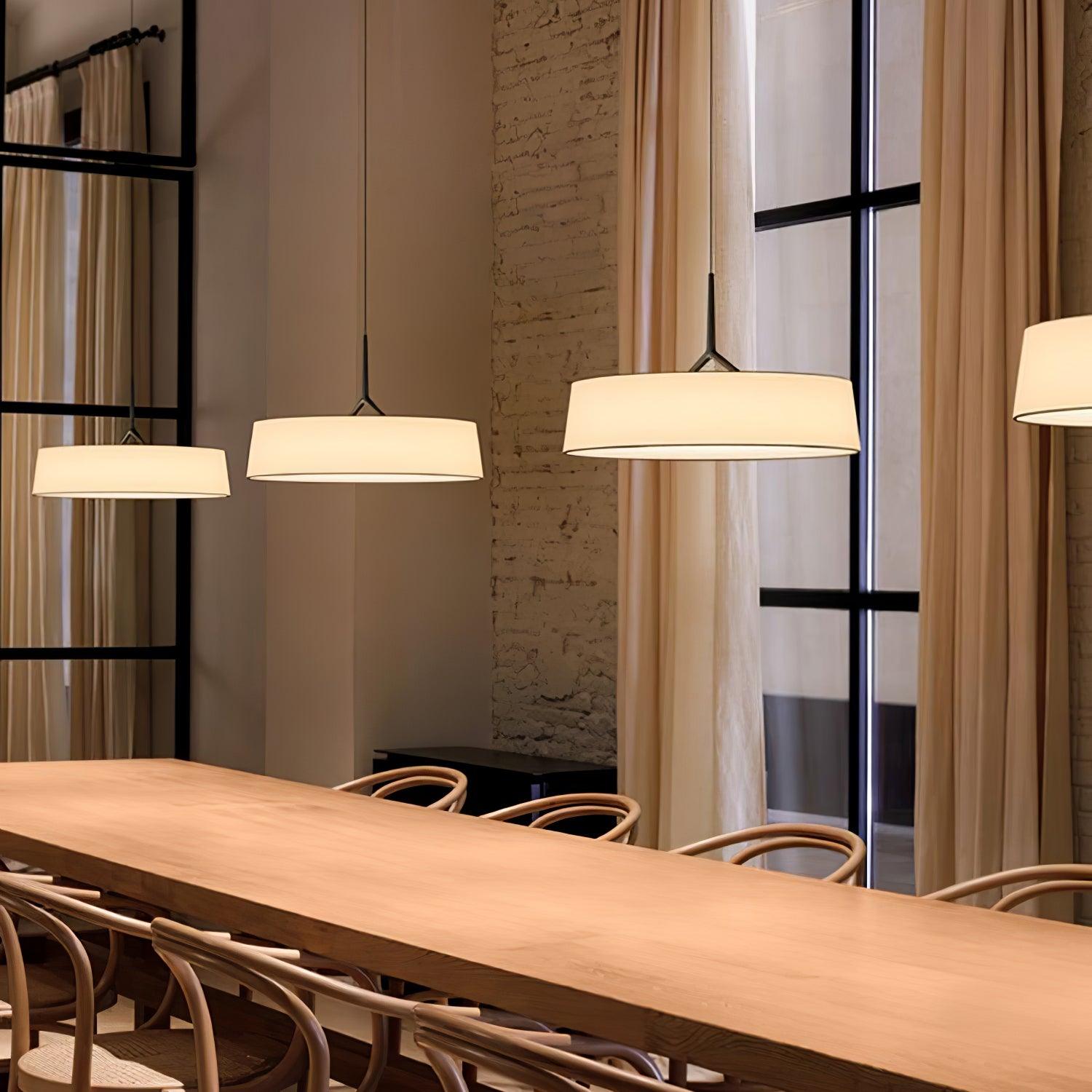 Minimalist Dama Pendant Lamp with Parchment Shade and Integrated LED Lighting