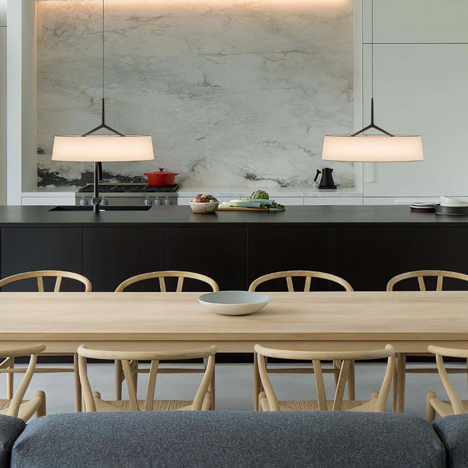 Minimalist Dama Pendant Lamp with Parchment Shade and Integrated LED Lighting