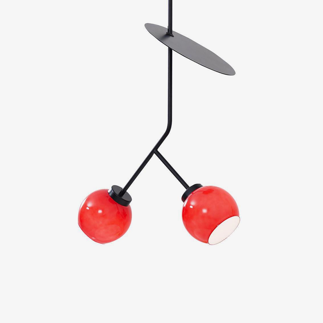 Minimalist Geometric Cherry LED Pendant Light with Frosted Glass Globe Shade for Modern Interiors