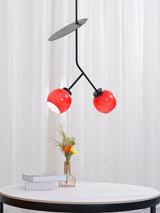 Minimalist Geometric Cherry LED Pendant Light with Frosted Glass Globe Shade for Modern Interiors