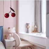 Minimalist Geometric Cherry LED Pendant Light with Frosted Glass Globe Shade for Modern Interiors