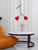 Minimalist Geometric Cherry LED Pendant Light with Frosted Glass Globe Shade for Modern Interiors