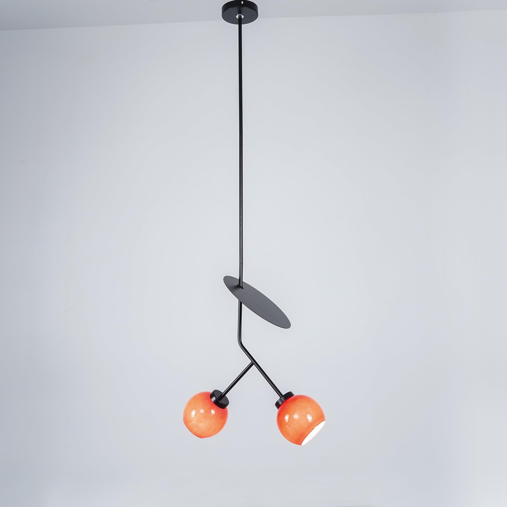 Minimalist Geometric Cherry LED Pendant Light with Frosted Glass Globe Shade for Modern Interiors