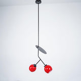 Minimalist Geometric Cherry LED Pendant Light with Frosted Glass Globe Shade for Modern Interiors