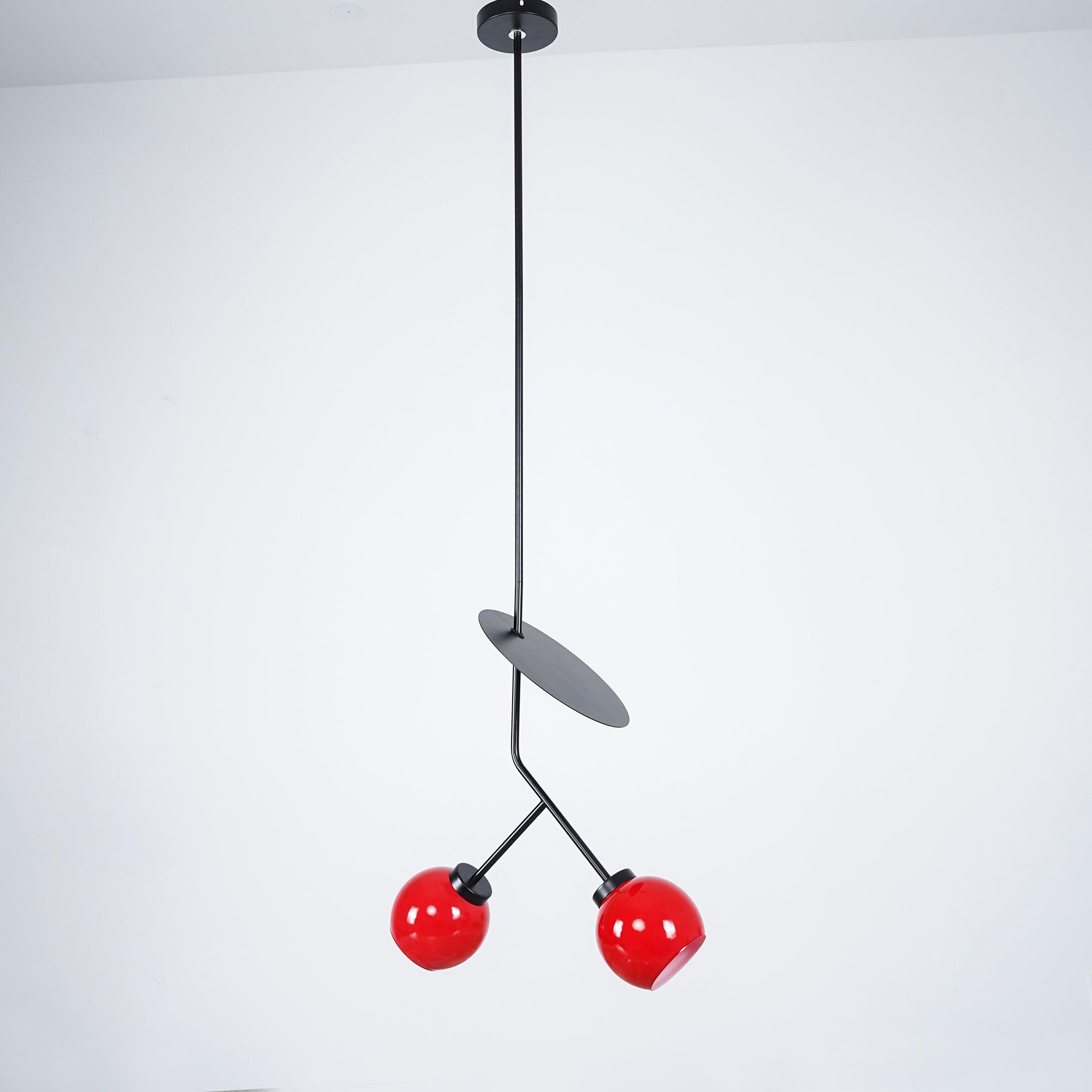 Minimalist Geometric Cherry LED Pendant Light with Frosted Glass Globe Shade for Modern Interiors
