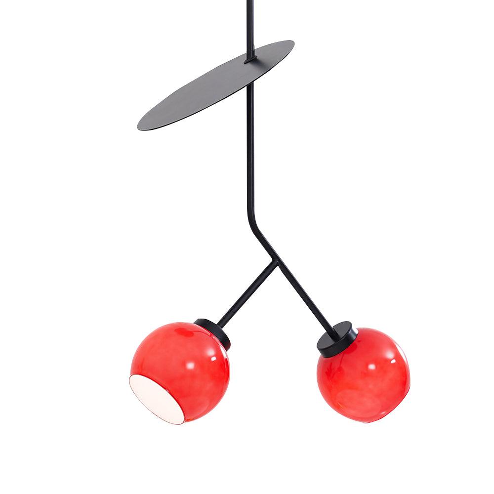 Minimalist Geometric Cherry LED Pendant Light with Frosted Glass Globe Shade for Modern Interiors