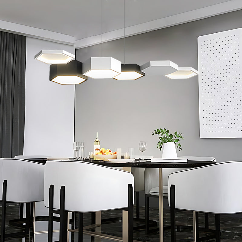 Minimalist Geometric LED Chandelier Dimmable Modern Pendant Light for Dining Area