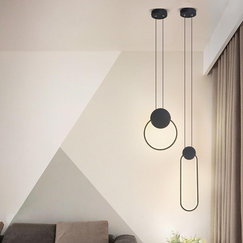 Minimalist Geometric LED Pendant Lamp in Black Finish for Modern Interiors
