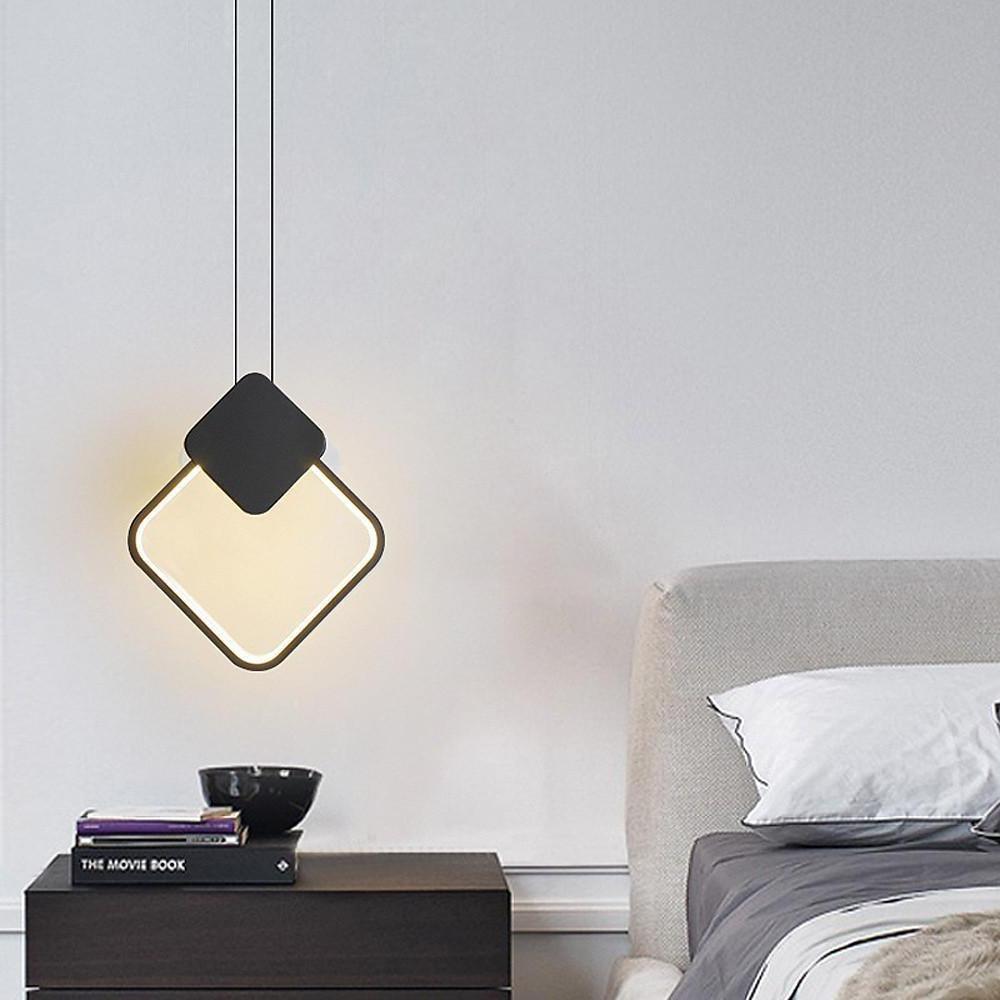 Minimalist Geometric LED Pendant Lamp in Black Finish for Modern Interiors