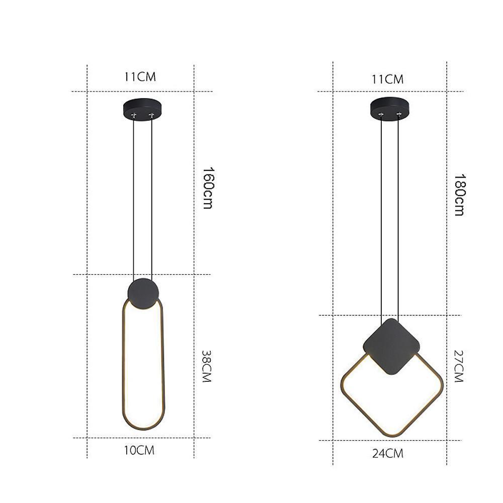 Minimalist Geometric LED Pendant Lamp in Black Finish for Modern Interiors