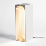 Minimalist Grey Concrete LED Rectangular Table Lamp with USB Charging Port for Bedside