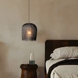 Minimalist Japanese Style Woven Iron Pendant Light Zen Wabi Sabi Lantern Chandelier for Living Room
