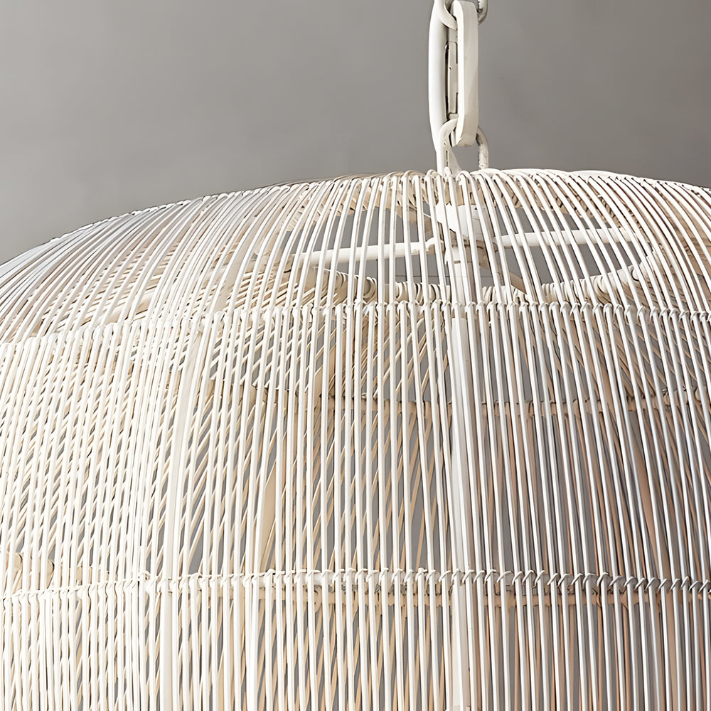 Minimalist Japanese Style Woven Iron Pendant Light Zen Wabi Sabi Lantern Chandelier for Living Room