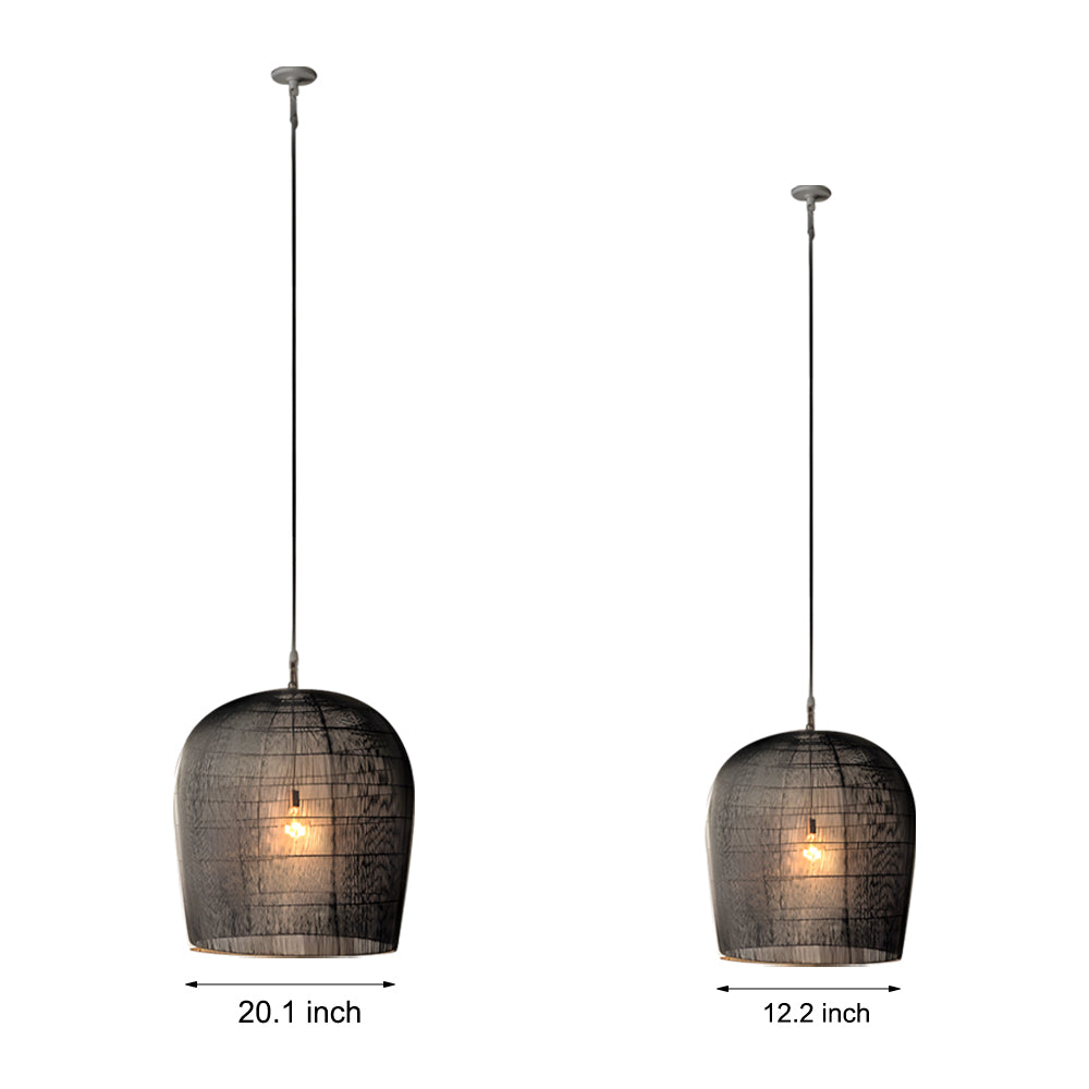 Minimalist Japanese Style Woven Iron Pendant Light Zen Wabi Sabi Lantern Chandelier for Living Room