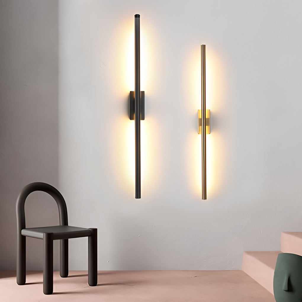 Minimalist LED Metal Strip Wall Sconce Modern Electroplated Indoor Linear Lighting Fixture