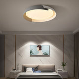 Modern Nordic Round LED Ceiling Light Dimmable Iron Flush Mount Fixture for Bedroom
