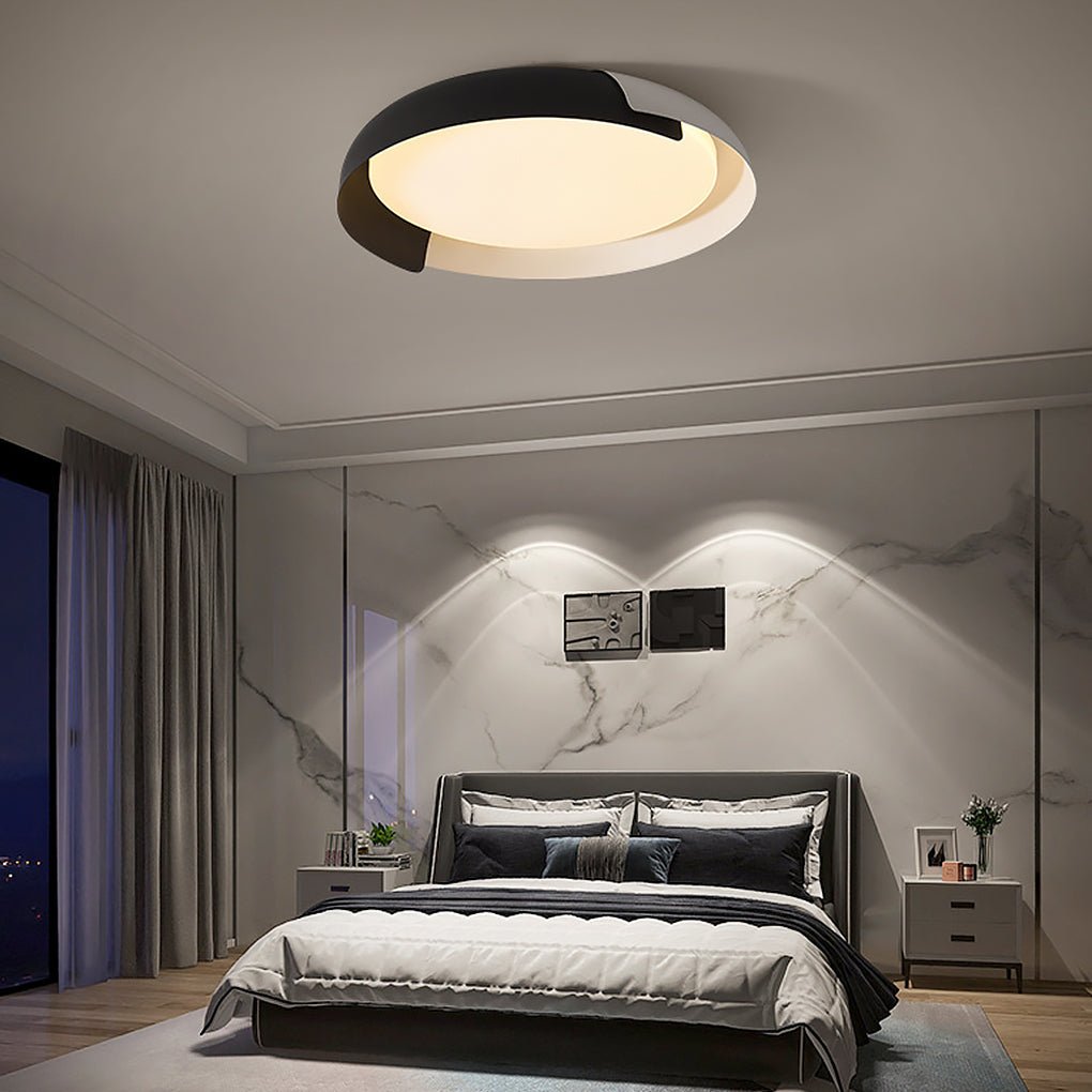 Modern Nordic Round LED Ceiling Light Dimmable Iron Flush Mount Fixture for Bedroom