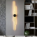 Minimalist Linear LED Wall Sconce for Modern Interiors Gold and Black Iron Strip Light Fixture