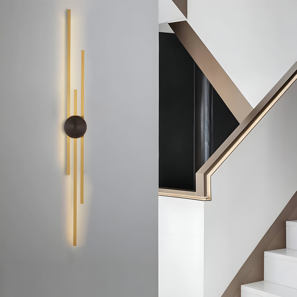 Minimalist Linear LED Wall Sconce for Modern Interiors Gold and Black Iron Strip Light Fixture