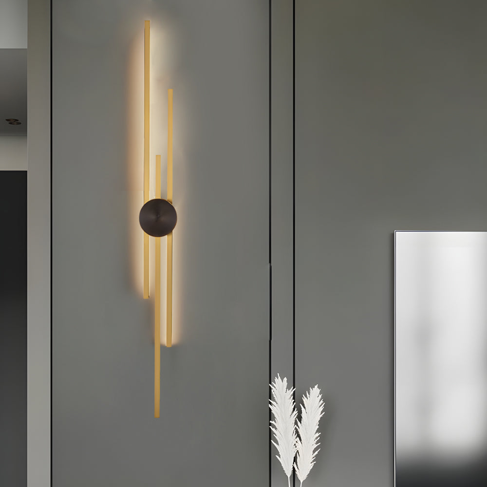 Minimalist Linear LED Wall Sconce for Modern Interiors Gold and Black Iron Strip Light Fixture