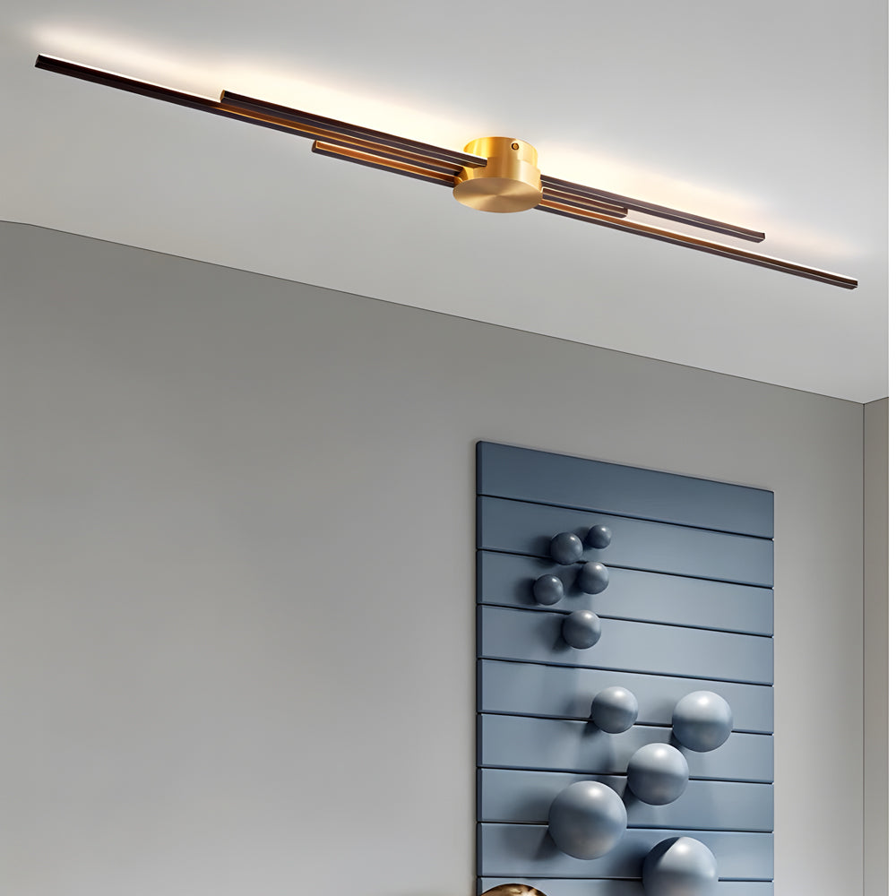 Minimalist Linear LED Wall Sconce for Modern Interiors Gold and Black Iron Strip Light Fixture