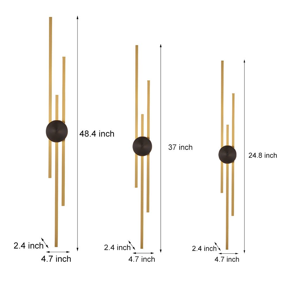 Minimalist Linear LED Wall Sconce for Modern Interiors Gold and Black Iron Strip Light Fixture