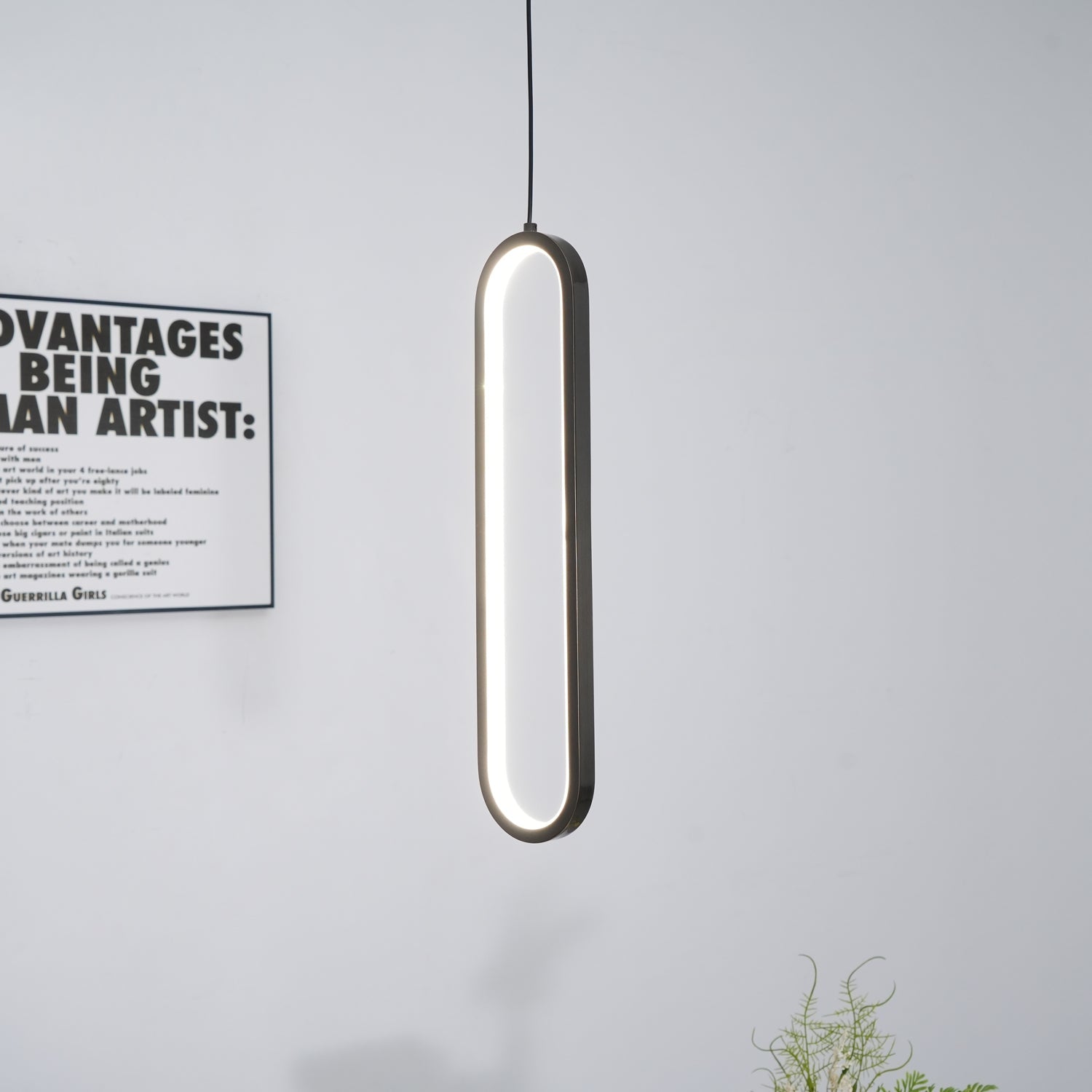 Minimalist Long Oval Linear LED Pendant Light for Kitchen Island and Dining Areas