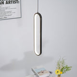 Minimalist Long Oval Linear LED Pendant Light for Kitchen Island and Dining Areas