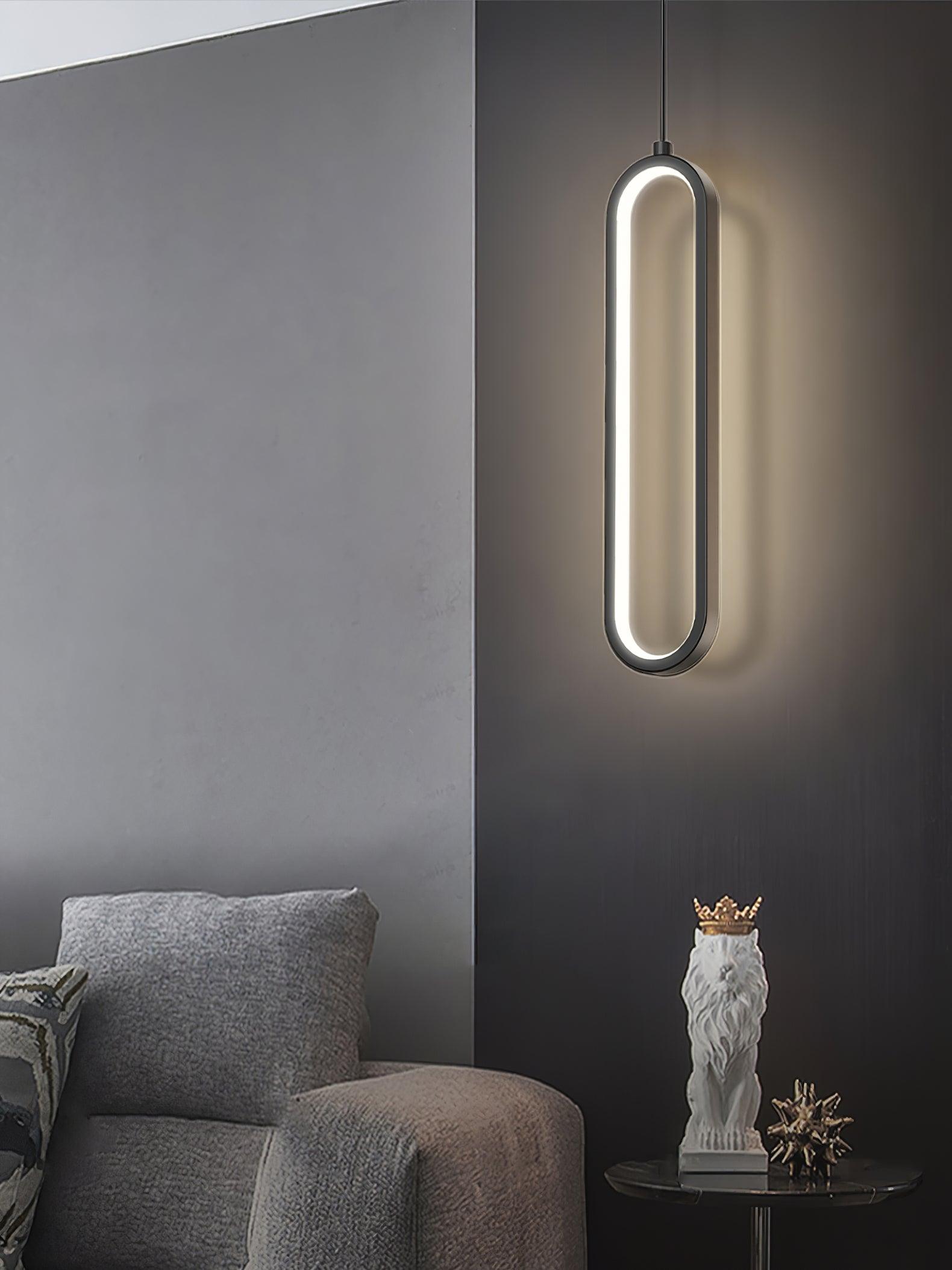 Minimalist Long Oval Linear LED Pendant Light for Kitchen Island and Dining Areas