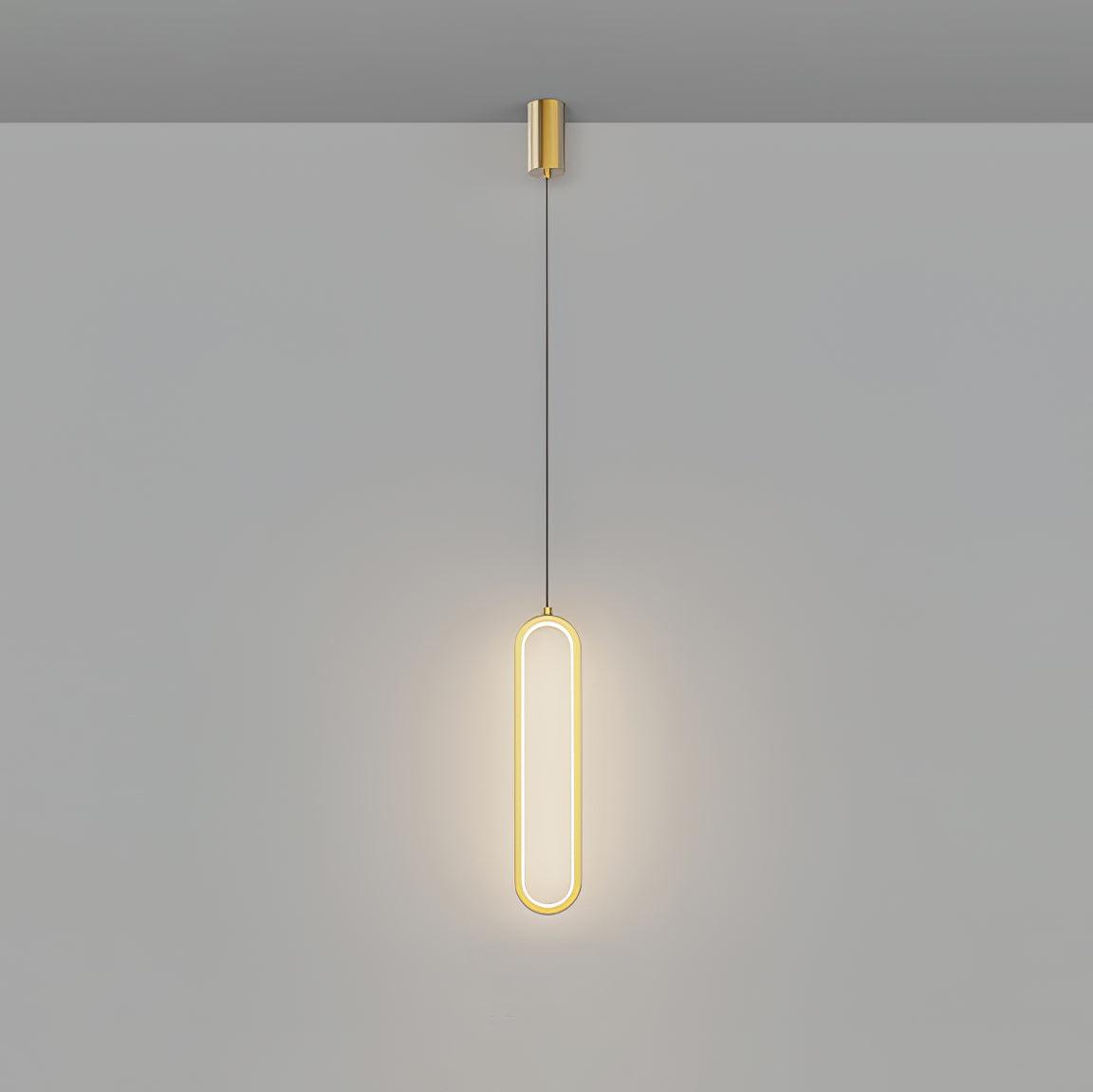 Minimalist Long Oval Linear LED Pendant Light for Kitchen Island and Dining Areas