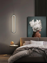 Minimalist Long Oval Linear LED Pendant Light for Kitchen Island and Dining Areas