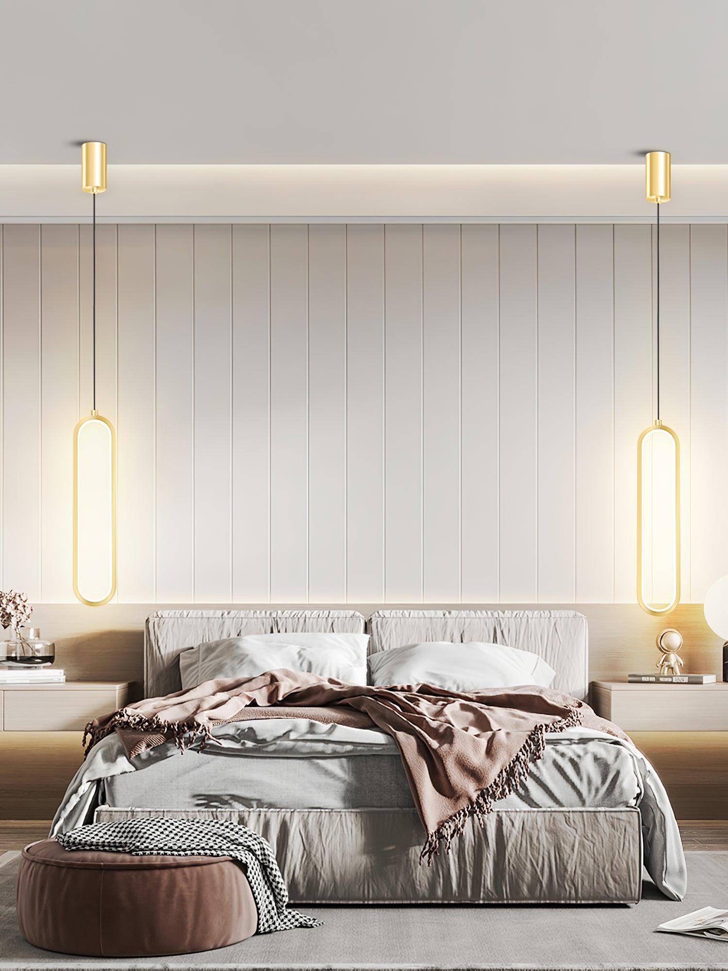 Minimalist Long Oval Linear LED Pendant Light for Kitchen Island and Dining Areas