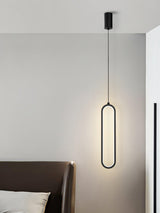 Minimalist Long Oval Linear LED Pendant Light for Kitchen Island and Dining Areas
