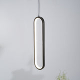 Minimalist Long Oval Linear LED Pendant Light for Kitchen Island and Dining Areas
