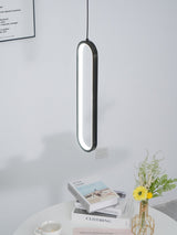 Minimalist Long Oval Linear LED Pendant Light for Kitchen Island and Dining Areas