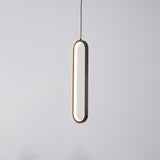 Minimalist Long Oval Linear LED Pendant Light for Kitchen Island and Dining Areas