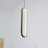 Minimalist Long Oval Linear LED Pendant Light for Kitchen Island and Dining Areas