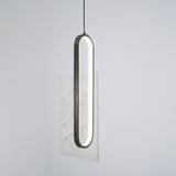 Minimalist Long Oval Linear LED Pendant Light for Kitchen Island and Dining Areas