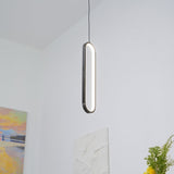 Minimalist Long Oval Linear LED Pendant Light for Kitchen Island and Dining Areas