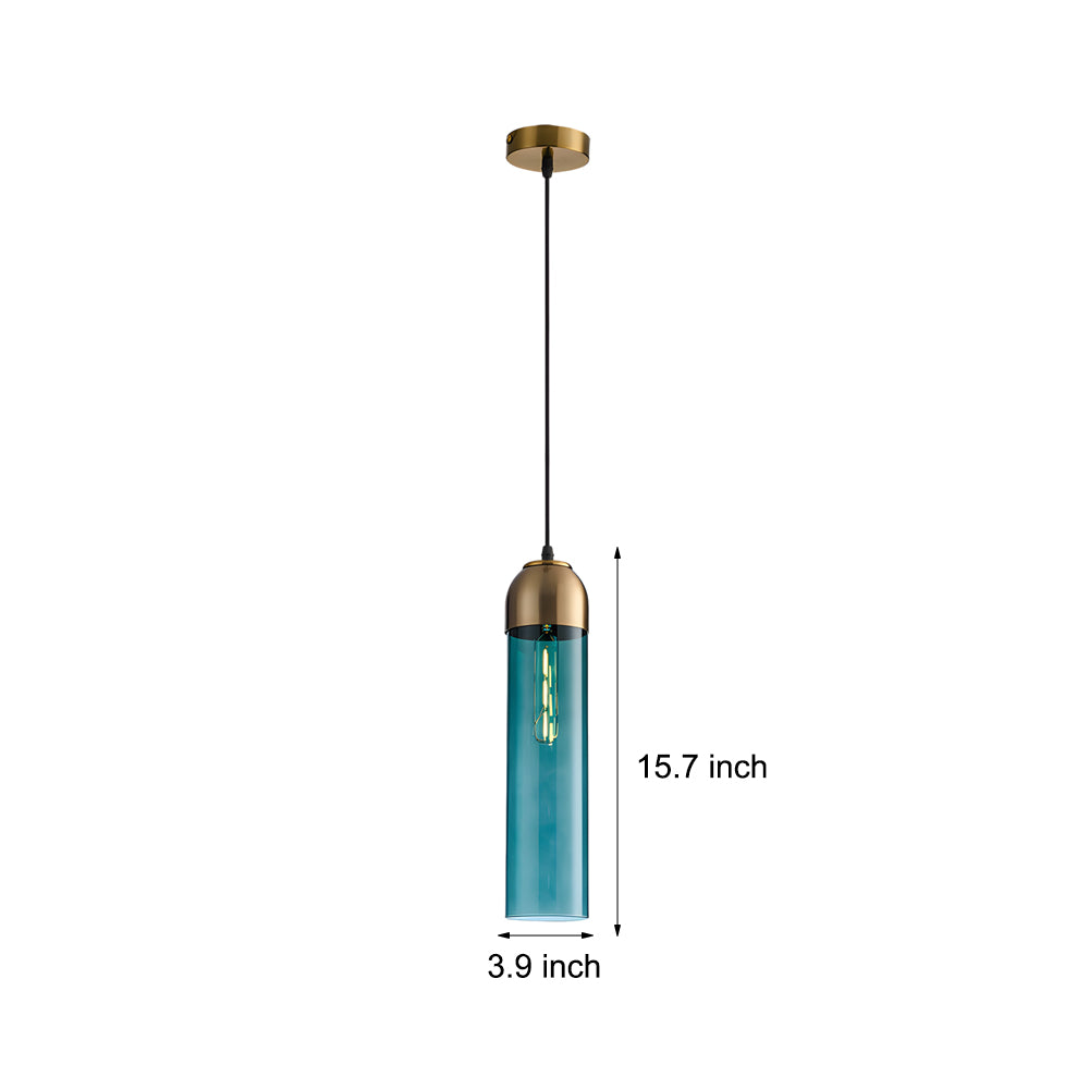 Minimalist Long Tube Glass Bottle Pendant Light Nordic Single Hanging Lamp for Bedroom and Kitchen Island