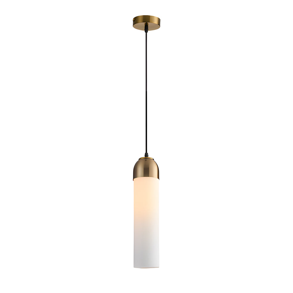 Minimalist Long Tube Glass Bottle Pendant Light Nordic Single Hanging Lamp for Bedroom and Kitchen Island