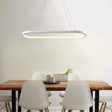 Minimalist Metal LED Chandelier Rectangular Ring Hanging Light for Modern Kitchen Dining Room