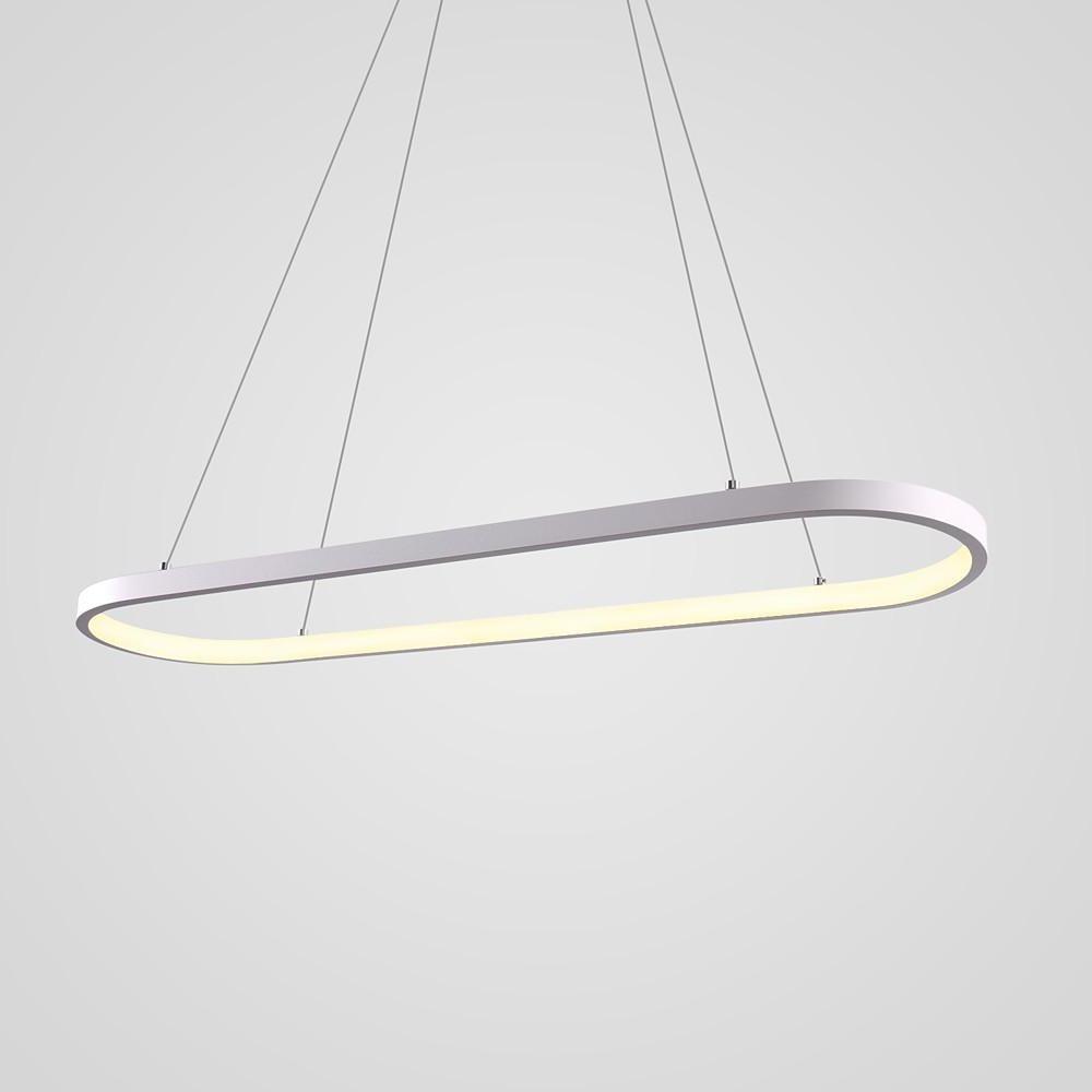 Minimalist Metal LED Chandelier Rectangular Ring Hanging Light for Modern Kitchen Dining Room