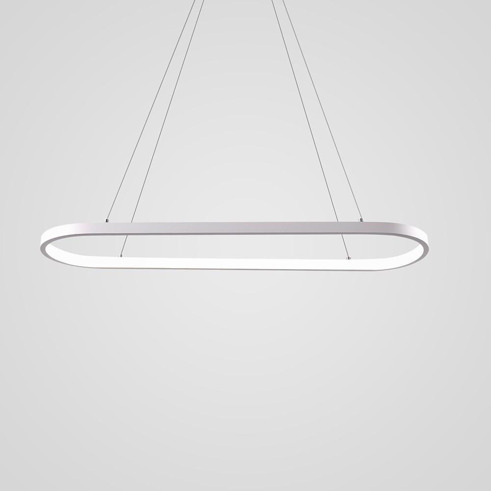 Minimalist Metal LED Chandelier Rectangular Ring Hanging Light for Modern Kitchen Dining Room